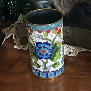 Vintage Cloisonné Pencil Cup Holder